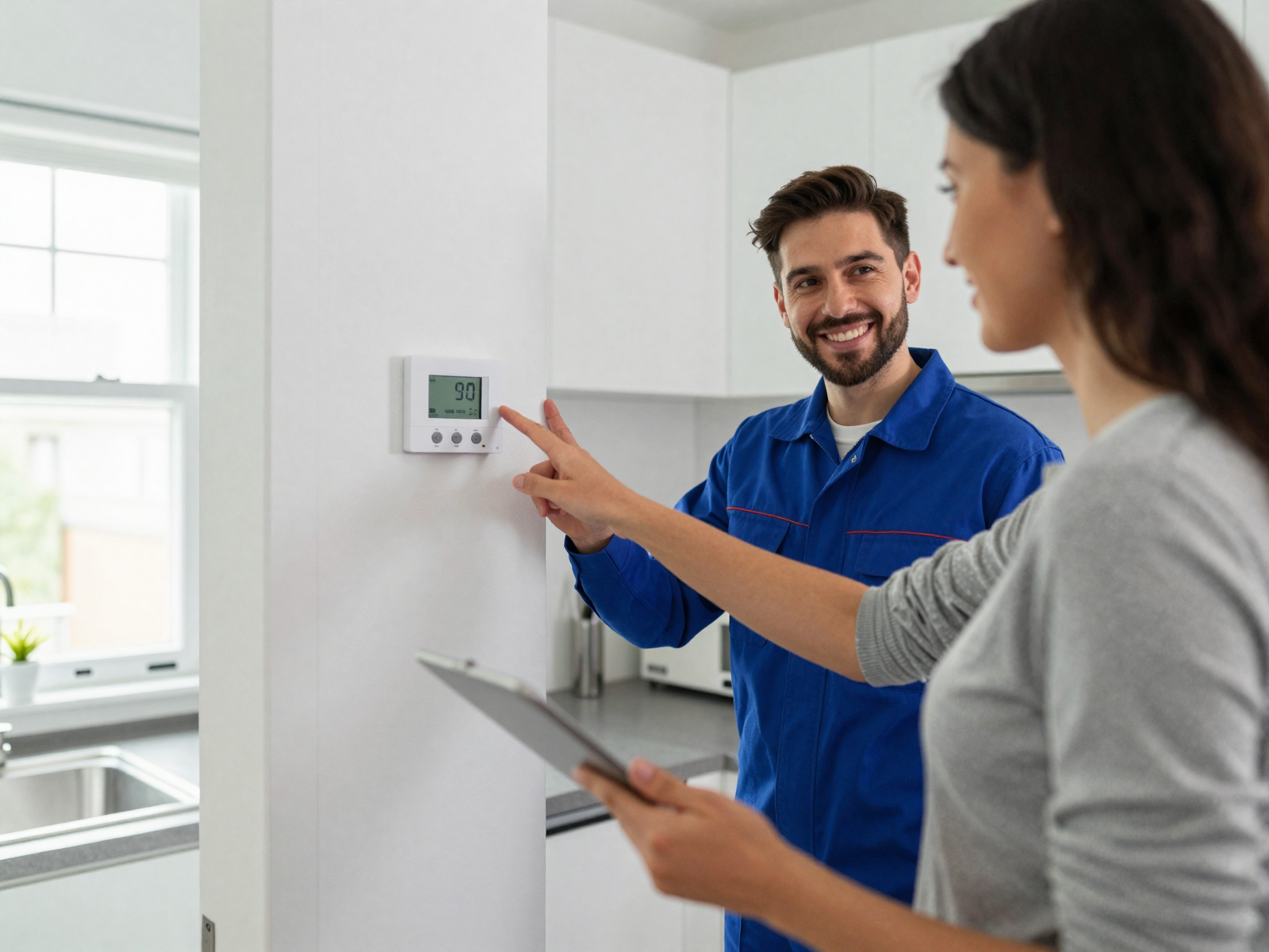 Professional heating installation in a cozy home